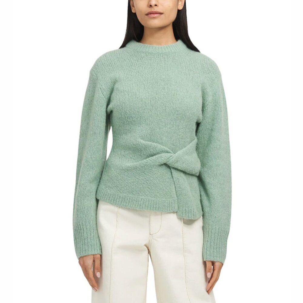 Tanya Taylor Ally Knit Twist Sweater in Jade Size XS